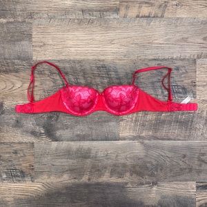 Victoria’s Secret 34C Push-Up Bra Red And Pink With Lace